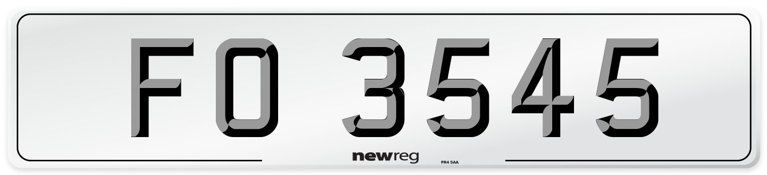 FO 3545 Number Plate from New Reg